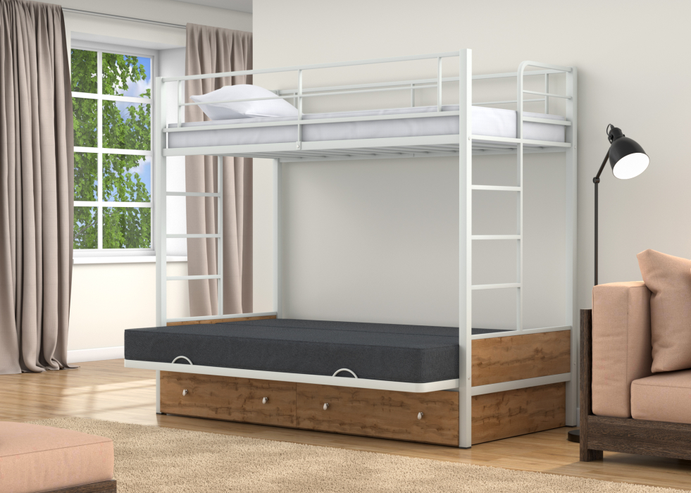 Для подростков, Двухъярусная кровать-диван Дакар 1 ящики Дуб ватан