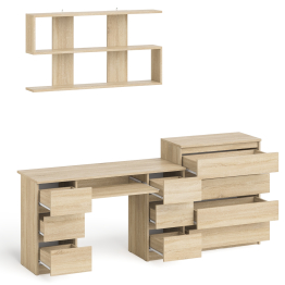 Стол письменный Мори МС-2 с комодом МК800 4 ящика и полкой 1200