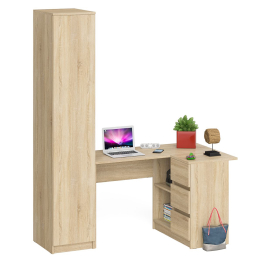 Пенал Мори 400 с угловым компьютерным столом МС-16 три ящика справа