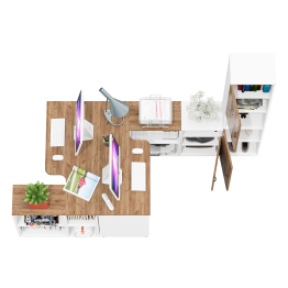 Домашний офис Лидер-8 для двоих человек из столов, пенала и тумбы.