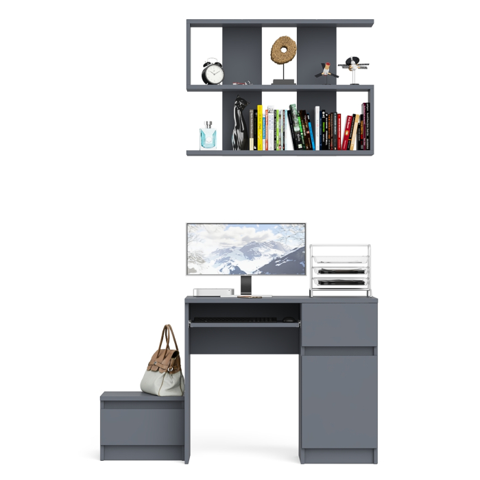 Прямые компьютерные столы, Стол компьютерный МС-1 правый с тумбой 400 и полкой Мори