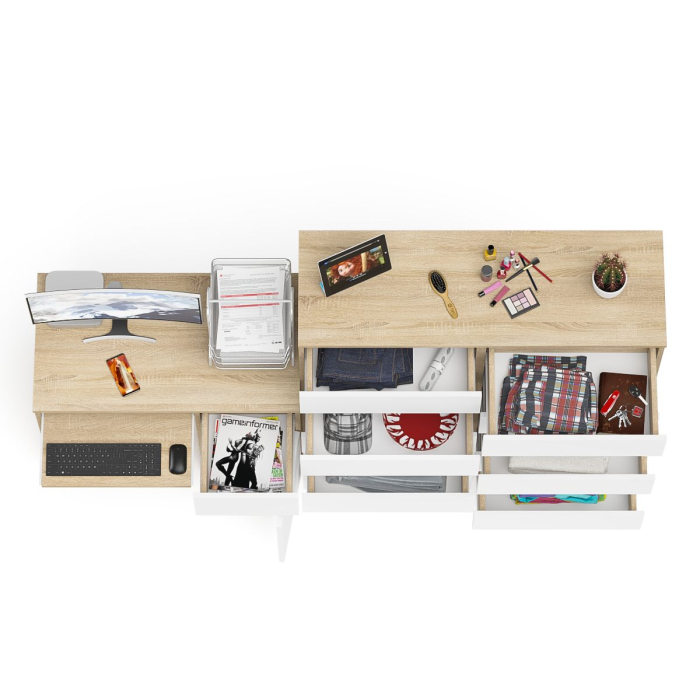 Компьютерные столы, Комод большой МК1200 10-ть ящиков Мори и стол компьютерный МС-1 правый