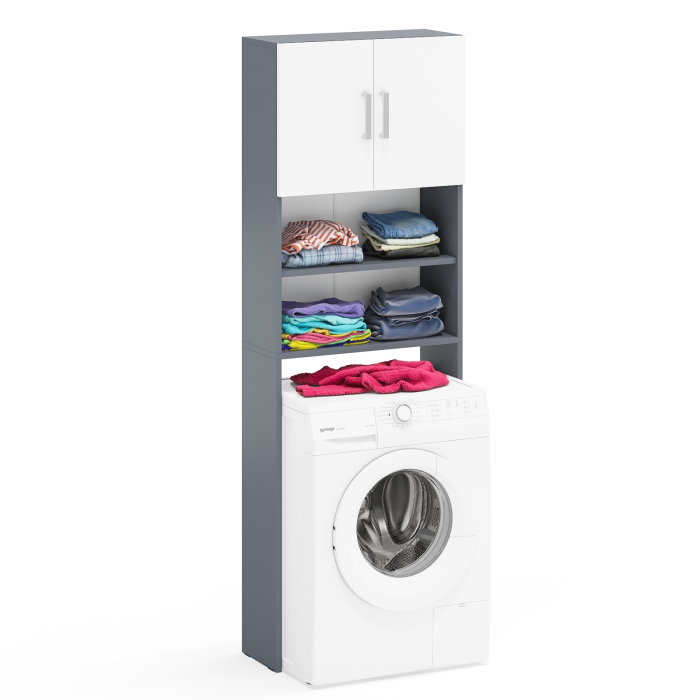 Пеналы, Шкаф для стиральной машинки в ванную с полками и дверками РВК