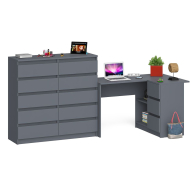 Компьютерные столы, Стол компьютерный МС-16 с тумбой справа и высокий комод на 10-ть ящиков Мори