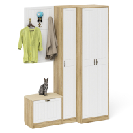 Прихожие, Пенал для прихожей с обувницей с вешалкой и шкаф П-6 № 27 МДФ фрезеровка прованс