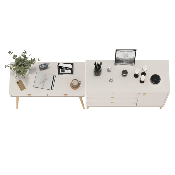 Туалетные столики, Туалетный стол с ящиками Афина и комод с дверкой и тремя ящиками