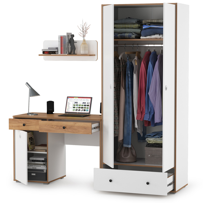 Офисная мебель, Письменный стол с полкой и шкафом Вуди