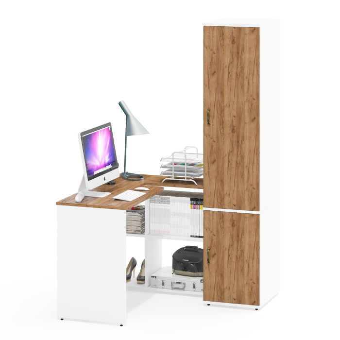 Домашние кабинеты, Глубокий пенал 23Б и стол компьютерный трансформер Лидер-8