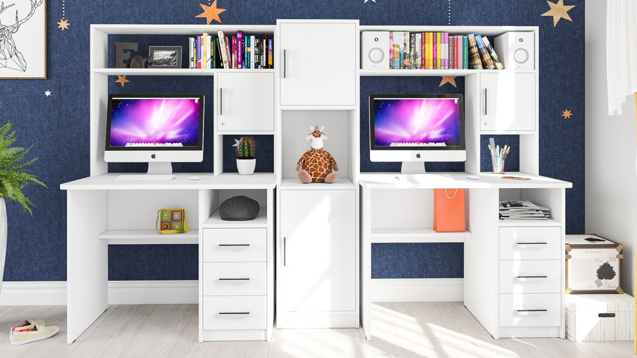 Домашние кабинеты, Стенка из компьютерных столов для двоих человек СК-9