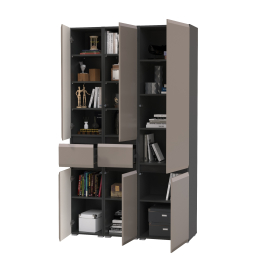 Стенка из шкафов Сидней из двух шкафов с ящиком и одного шкафа-витрины