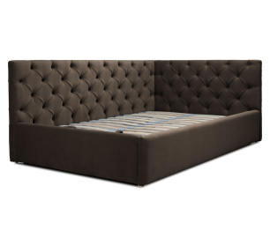 Кровать с мягким изголовьем угловая Оливия 900, микровелюр