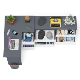 Комод Мори 1200 6 ящиков и компьютерный угловой стол МС-16 правый