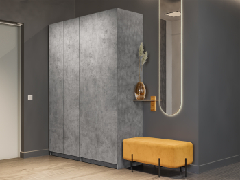 Шкаф складной Е1 Локер ("Гармошка" с системой Push to Move/Правый)162х52.5х220 см,с полками и двумя модулями