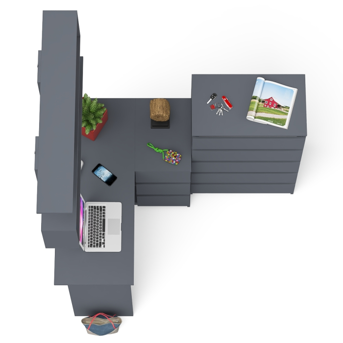 Домашние кабинеты, Комод Мори МК700.5 со столом компьютерным угловым МС-16 правым и открытой полкой 1200