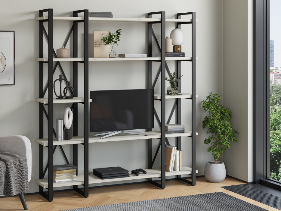 Стеллажи, Стеллаж Айсберг Лофт 160х182-4 v4 черный