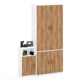 Шкаф с дверками и полками 20Б и тумба с нишей и дверкой Лидер-8