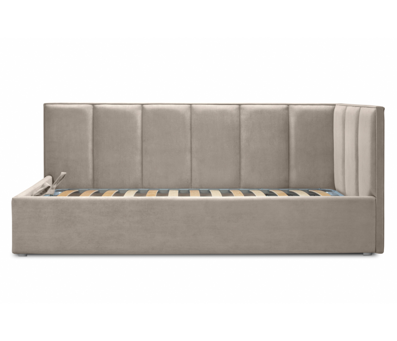 Кровати с мягким изголовьем, Кровать угловая 120 с подъемным механизмом, микровелюр