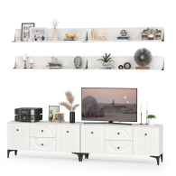 Стенки для гостиной, Две ТВ-тумбы и четыре навесных полки Валенсия № 53