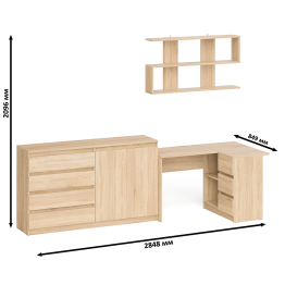 Тумба-комод МК1600.1 Мори с навесной книжной полкой и угловой компьютерный стол МС-16 правый