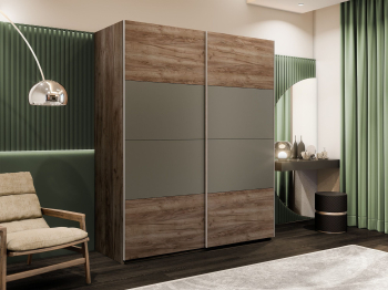 Шкаф-купе Эста 2-х дверный ДСП/Стекла хаки/Доводчик 200х66х240