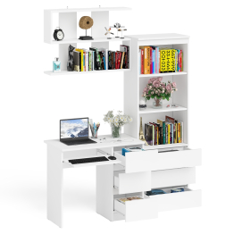 Рабочий стол Мори МС-6 правый с открытой полкой и стеллаж-комод МСТ600.3