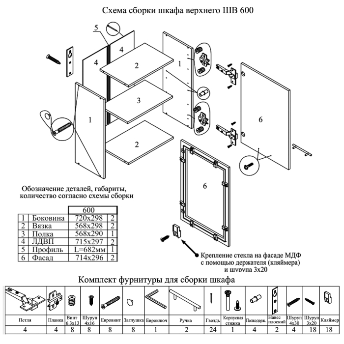 Навесные, Шкаф навесной кухонный 60 см. Мебель 24 ШВ600