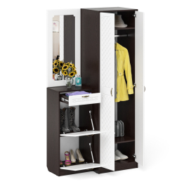 Зеркало для прихожей с обувницей и шкафом П-6 № 17 МДФ фрезеровка ромб