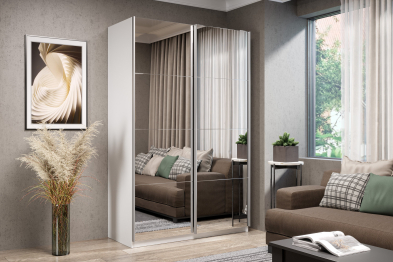 Шкаф-купе Smart 1622 2х дверный (фасады зеркало) профиль серебро