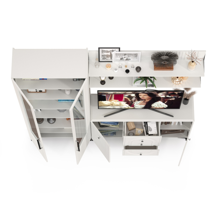 Стенки для гостиной, Сервант с комодом и двумя навесными полками Валенсия № 97