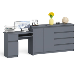 Тумба-комод Мори МК-1600.1 со столом компьютерным Мори МС-1 левым