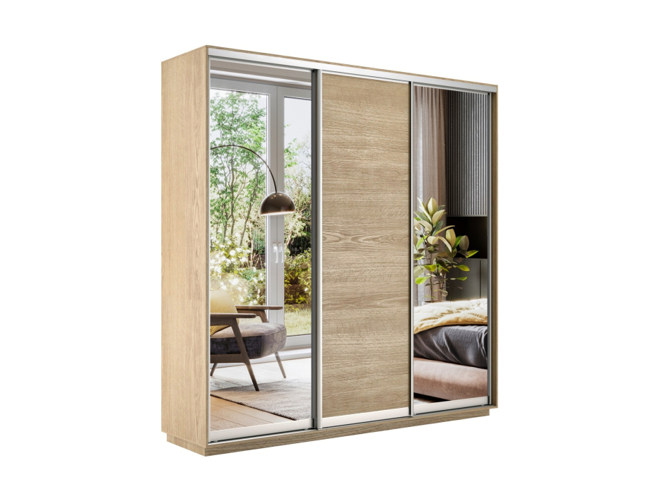 Шкафы-купе 3-х дверные, Шкаф-купе Экспресс Медиум (2 зеркала) трио 2400 x 1800 x 450