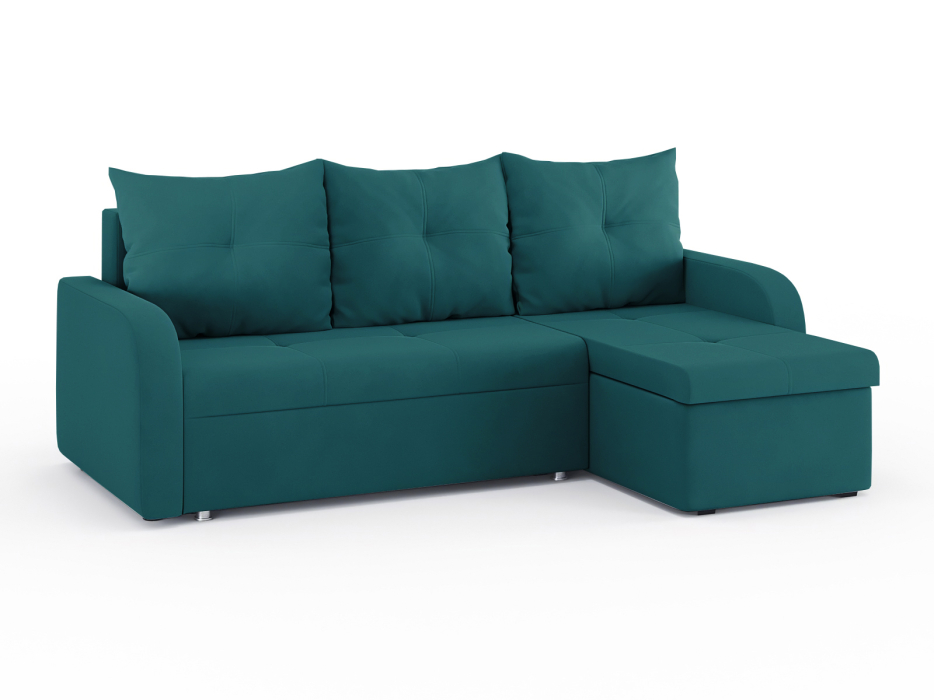 Диваны угловые в гостиную, Диван-кровать угловой Мини Люкс трехсекционная еврокнижка, велюр