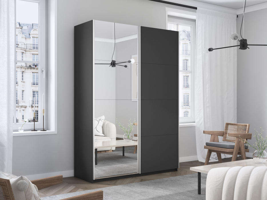 Шкафы-купе 2-х дверные, Шкаф Прайм дуо ДСП+зеркало 2300 х 1400 х 570