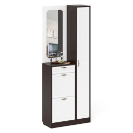 Высокая обувница с зеркалом и пеналом П-6 № 23 МДФ фрезеровка ромб