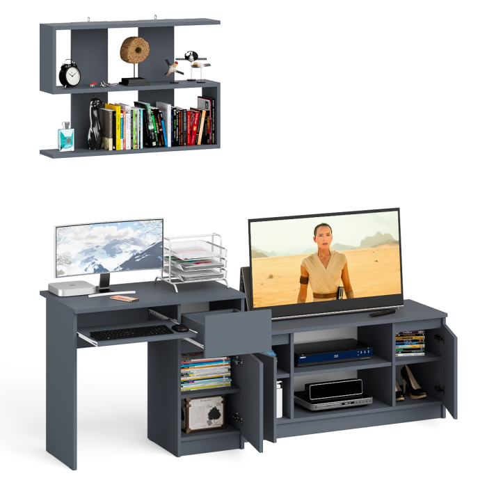 Прямые компьютерные столы, Однотумбовый компьютерный стол Мори МС-1 правый с тумбой МТВ1200.1 и открытой полкой на 900