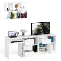 Стол компьютерный три правых выдвижных ящика Мори МС-6 с верхней полкой и тумбой 1204