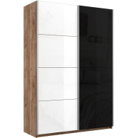 Шкафы-купе 2-х дверные, Шкаф-купе Прайм 2х дверный Белый Глянец/Стекло черное 140х57х230