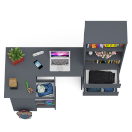 Стеллаж-комод Мори МСТ600 3 ящика и стол угловой компьютерный МС-16 левый