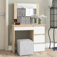 С зеркалом, Стол косметический с подсветкой Сура