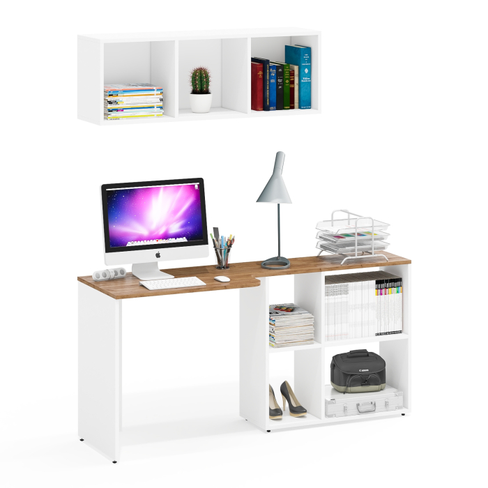 Прямые компьютерные столы, Стол Лидер-8 с навесной полкой