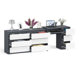 Комод 1380 6-ть ящиков Мори с однотумбовым столом компьютерным МС-6 правым