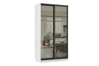 Шкаф-купе Премьер 01 (11ЗГ;11ЗГ) фасады зеркало графит/двухдверный/Профиль чёрный муар