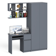 Домашние кабинеты, Компьютерный стол однотумбовый правый с ящиком и верхней полкой и платяной шкаф Мори МШ8001