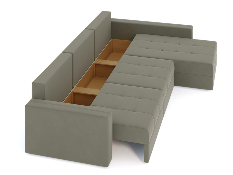 Диваны угловые в гостиную, Диван-кровать угловой Брест 3 секции еврокнижка, велюр