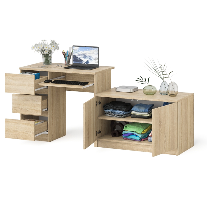 Прямые компьютерные столы, Компьютерный стол три ящика слева с тумбой 900 Мори