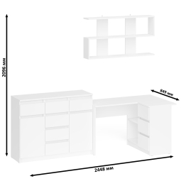 Угловой стол компьютерный Мори МС-16 правый с комодом МК1200.4 и открытой книжной полкой