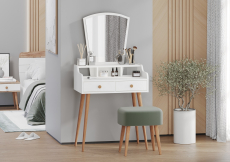 С зеркалом, Белое трюмо с двумя ящиками 4-25913