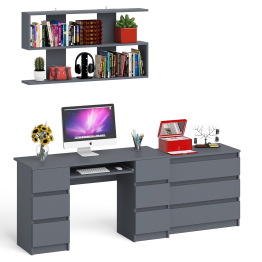 Комод Мори три ящика МК-800 и стол компьютерный Мори МС-2 с полкой 1200