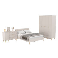 Спальные гарнитуры, Шкаф-комод 4-х дверный с кроватью 1600 Афина и комодом с дверкой