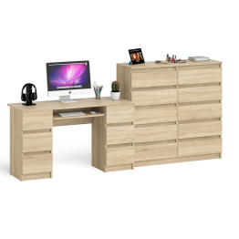 Компьютерный стол с панелью для клавиатуры МС-2 с комодом МК-1200 10 ящиков Мори